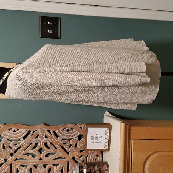 J Jill Linen Blend Open Knit V Neck Sweater Tan Size XL - Picture 4 of 9